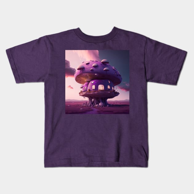 mushroom sunset Kids T-Shirt by Billy Taog